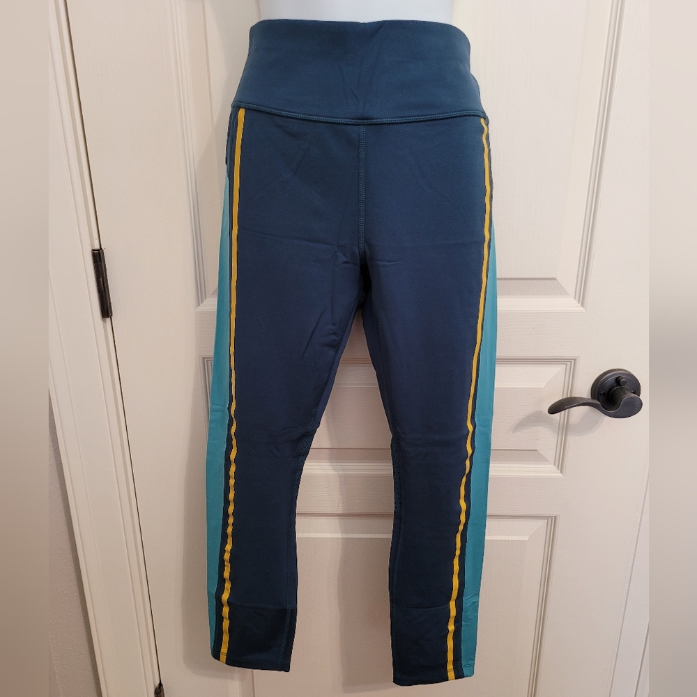 Avia Leggings, Teal & Yellow, Sz L, EUC